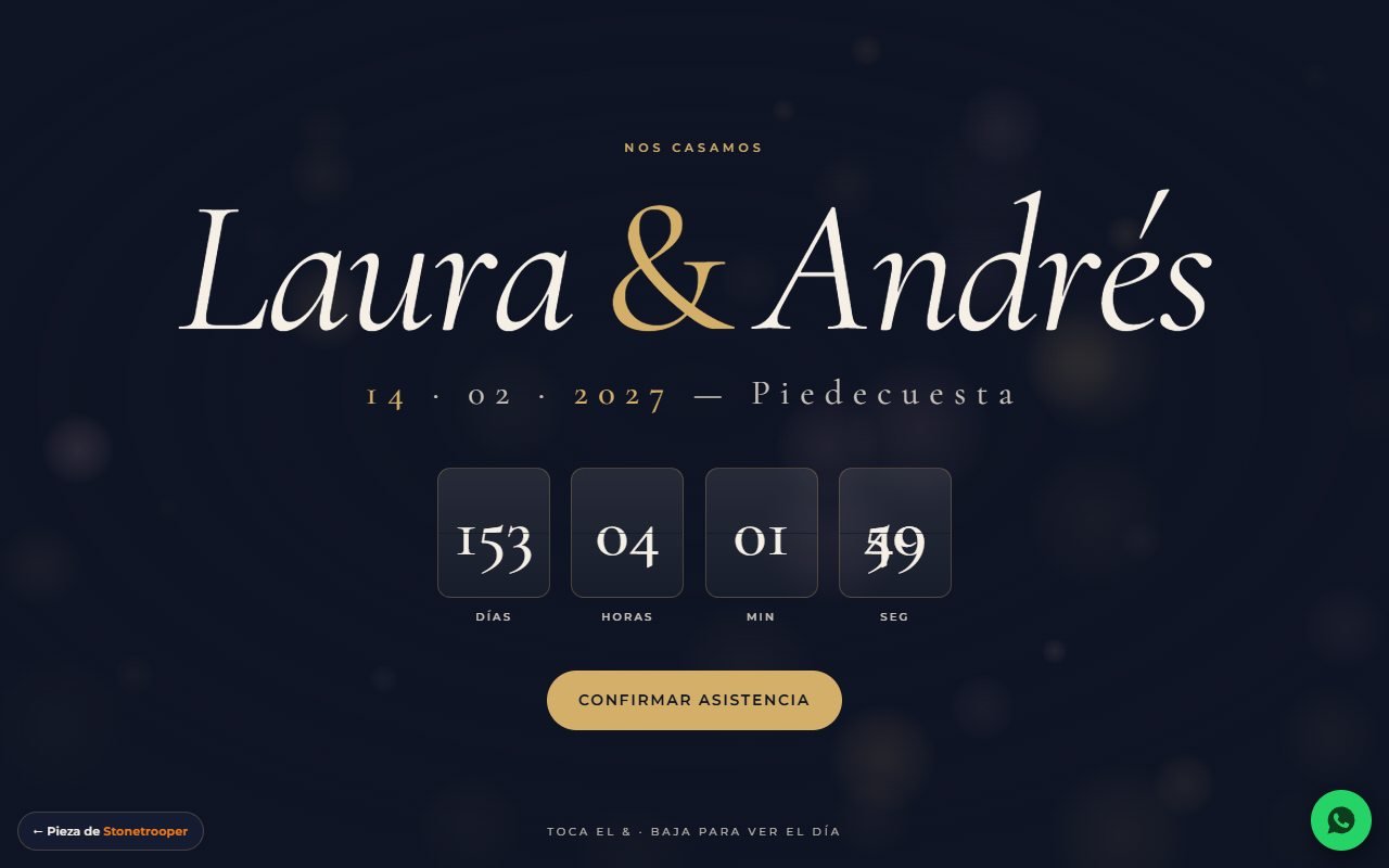 Pieza de evento: cuenta regresiva y confeti