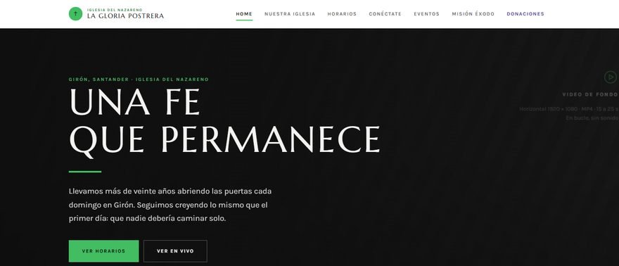 Portada del sitio de La Gloria Postrera