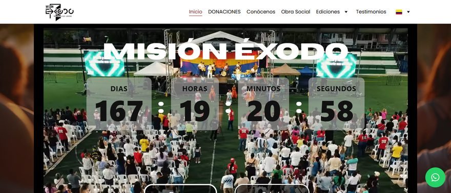 Portada del sitio de Misión Éxodo